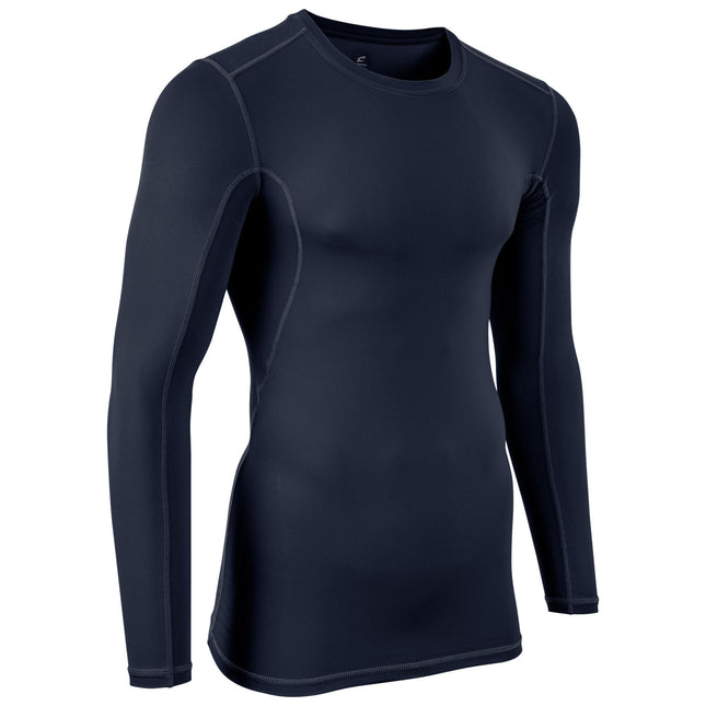 CHAMPRO Long Sleeve Compression Shirt - Polyester/Spandex, Adult Large, Navy
