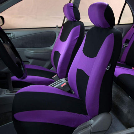 FH Group Flat Cloth Seat Covers Front Seat and Solid Rear Bench Full Set with Gift - Universal Fit for Cars, Trucks & SUVs (Burgundy)