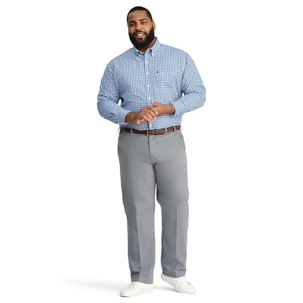 Izod Men's Big and Tall Performance Comfort Long Sleeve Plaid Button Shirt, Estate Blue Check, 3XL