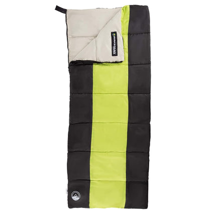 Wakeman Outdoors Kids Sleeping Bag-Lightweight, Carrying Bag with Compression Straps-for Camping, Backpacking, and Sleepovers (Neon Green/Black)