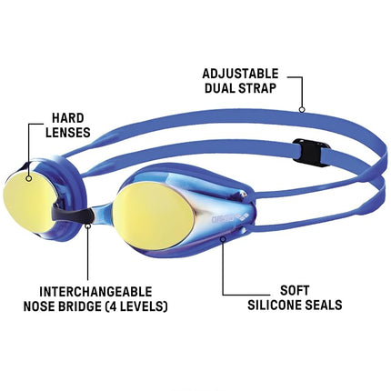 ARENA Unisex Kids Racing Goggles Tracks Mirror Junior Blue Copper One Size