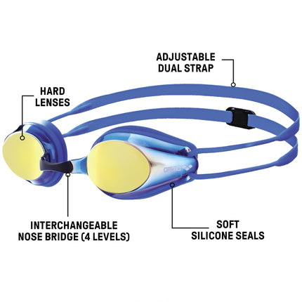 ARENA Unisex Kids Racing Goggles Tracks Mirror Junior Blue Copper One Size