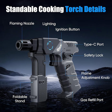 KOACKL 2372°F Butane Torch, Culinary Kitchen Torch for Cooking & BBQ