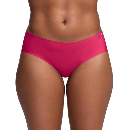 Under Armour Women's 3-Pack Pure Stretch No Show Hipster Underwear, All-Day Comfort & Ultra-Soft Fit, Shaded Fuchsia, XL