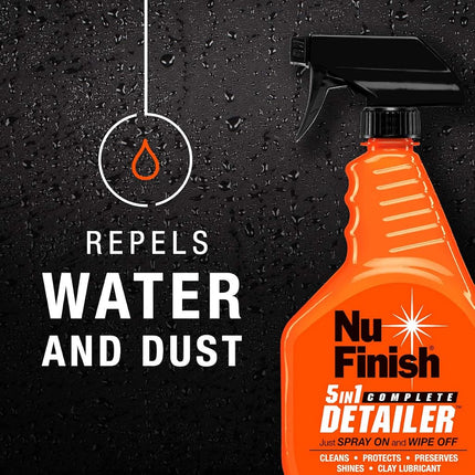 Nu Finish 5-in-1 Complete Detailer Spray and Microfiber Towel (2 Items) - 22 fl oz, Car Detailing Spray and Microfiber Cleaning Towel (AMZNF5INKIT)