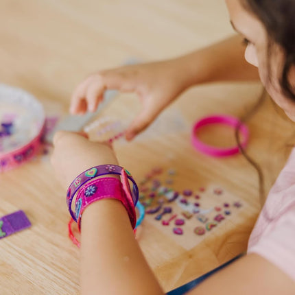 Melissa & Doug Design-Your-Own Bracelets with 100+ Sparkle Gem and Glitter Stickers Kids Snap Bracelets, Kids Stickers, Jewellery Crafts for Ages 4+