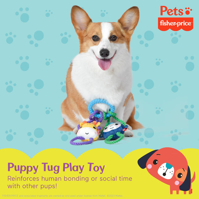 Juguete interactivo Fisher-Price for Pets "Tugs with Friends" para perros | Para buscar, tirar, enriquecimiento y dentición de cachorros | Multifuncional