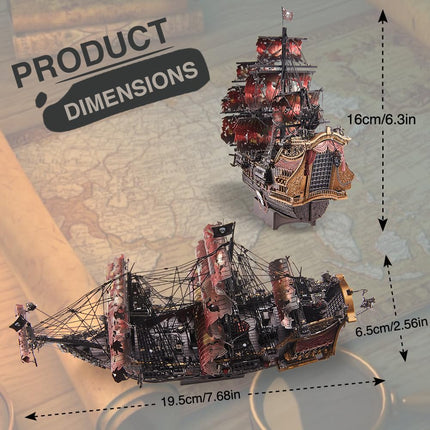 Piececool 3D Metal Puzzles The Queen Anne's Revenge Pirate Ship DIY Jigsaw Assembly Model Kits for Adult