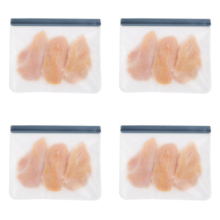 OGGI Reusable Food Storage Bags - Set of 4, 12x10" Large - Ideal Lunch Bags, Freezer Bags, Snack Bags, Storage Bags, Snack Bag for Travel, Ice Bags Reusable - Durable, Food-Grade BPA-Free