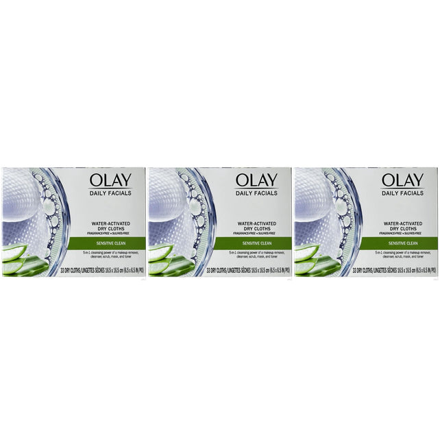 OLAY Toallitas 4 en 1 de limpieza suave diaria activadas por agua, 33 unidades (paquete de 3)