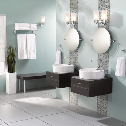 Moen DN0762CH Iso 2-Light Dual-Mount Bath Bathroom Vanity Fixture with Frosted Glass, Chrome