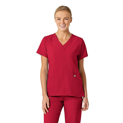 WonderWink Women's Stylized V-Neck Top, Red, X-Sma