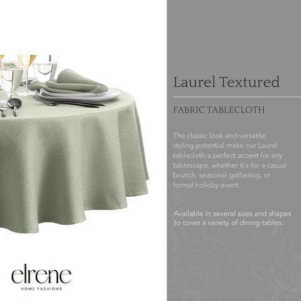 Elrene Home Fashions Laurel Solid Texture Water and Stain Resistant Tablecloth, 90" Round, Sage