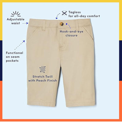 French Toast Girls' Adjustable Waist Stretch Twill Bermuda Short (Standard & Plus), School Uniform Grey, 12 Plus