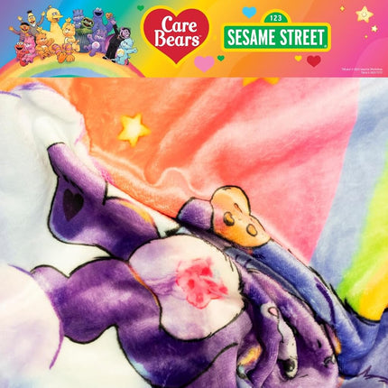 Franco Collectibles Care Bears x Sesame Street Bedding Super Soft Cozy Plush Throw, 46 in x 60 in, (Officially Licensed Product)