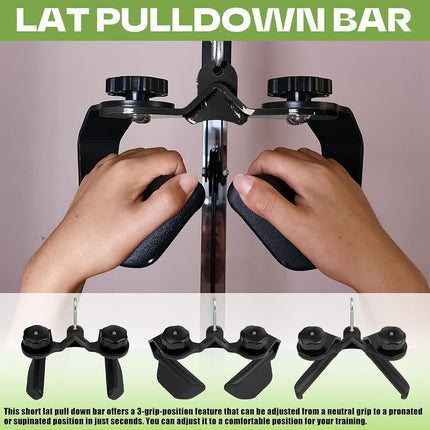 Home Gym Fitness Spreader Bar Multi-Grip Wide LAT Pull Down Bar, Neutral Grip Handle, LAT Pulldown Attachments Long Bar for Cable Pulley System Machine, T-bar Row Landmine Attachment (SP-B01)