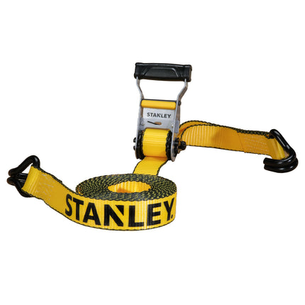 STANLEY S50002 Black/Yellow 1.5" x 16' Heavy-Duty Ratchet Straps (5,000 lb Break Strength), 2 Pack