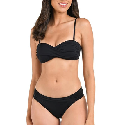 La Blanca Women's Island Goddess Side Shirred Hipster Bikini Swimsuit Bottom, Negro, 8