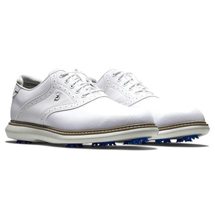 Chaussures de golf Footjoy Traditions pour homme, blanc/blanc, 11 Étroit
