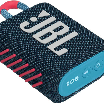 JBL Go 3 Portable Waterproof Wireless Bluetooth Speaker Bundle with Premium Carry Case (Blue Pink)