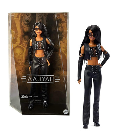 Barbie Signature Doll, Aaliyah Collectible in Black Faux Leather Outfit Inspired by ‘One in a Million Music’ Video, HRM80