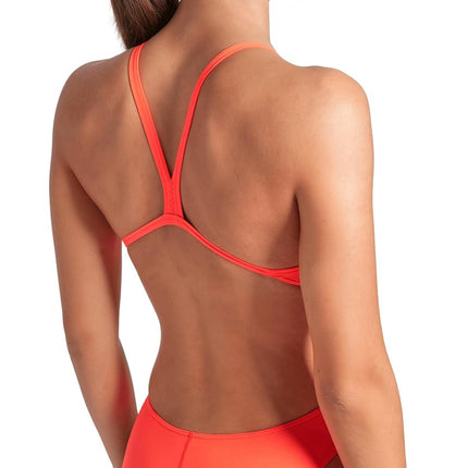 Arena Women's Solid Team MaxLife Sports Swimsuit Lace Back One Piece Racing Bathing Suit Competition Training Athletic Swimwear