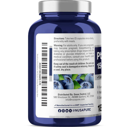 Pterostilbene 150mg 180 Veggie Caps (Non-GMO & Gluten Free)