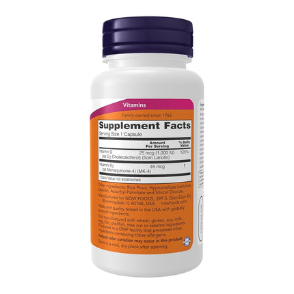 NOW Foods Vitamin D-3 & K-2-120 Veg Capsules