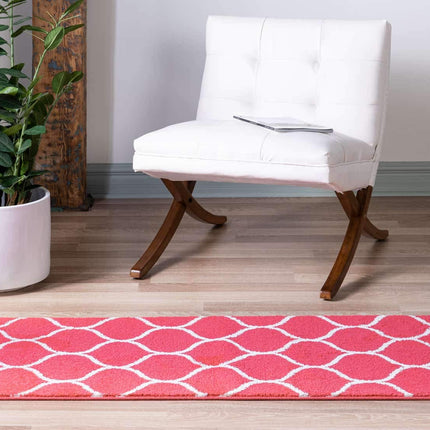Unique Loom Trellis Frieze Collection Lattice Moroccan Geometric Modern Rasberry Runner Rug (2' 0 x 8' 8)