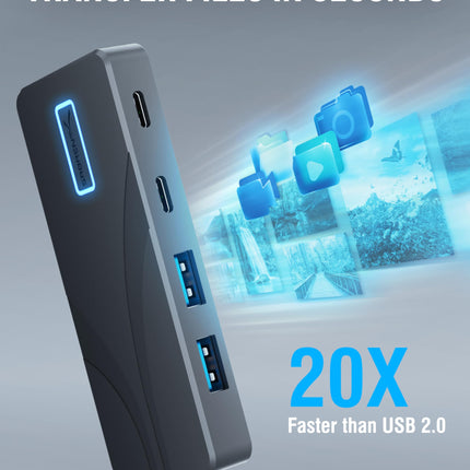 SABRENT USB C Hub, 4K@60Hz HDMI Adapter, 4 Port 10Gbps USB C Dock, 100W Power Delivery Laptop Docking Station, Mac Adapter Multiport (HB-TG5P)