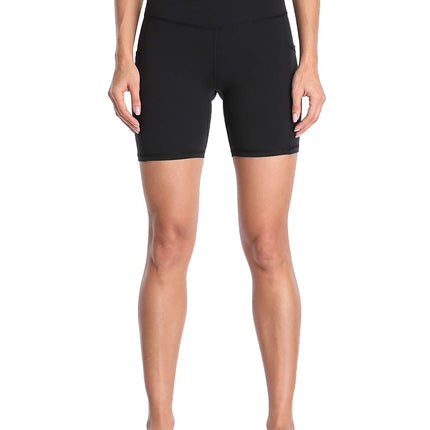 Colorfulkoala High Waisted Gym Shorts Women with Pockets 6" Inseam for Yoga Runing Workout Cycling (M, Black)