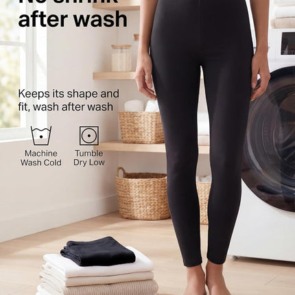 No Nonsense Women's Cotton Legging, Black/Espresso-2 Pair Pack, Large (Pack of 2)