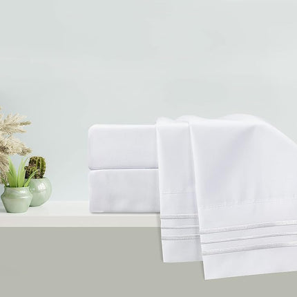 Elegant Comfort Luxurious Microfiber GIFT BOX 4-Piece Bedding Sheet Set, Breathable, Soft 1500 Premium Hotel Quality, Deep Pocket and Easy Fit, California King, White
