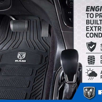 Plasticolor 001672R25 Dodge RAM WeatherPro 4 Piece Gray Logo Floor Mat Set