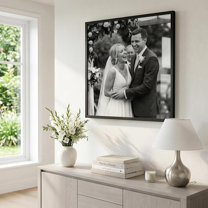 Americanflat 24x24 Picture Frame with Polished Plexiglass - Streamline Collection - Thin Square Picture Frame for Wall Display - Hanging Hardware Included - Black
