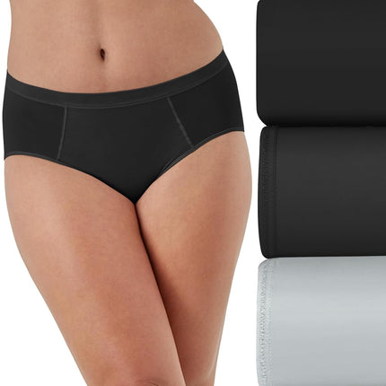 Bali Femme, lot de 3, slip en maille seconde peau, sous-vêtement anti-marques, Noir/Noir/Gris Cristal, taille 6 (lot de 3)
