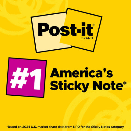 Post-it Super Sticky Notes, 3 in. x 3 in., Miami Collection, 24 Pads/Pack, 70 Sheets/Pad Blue, Green, Orange, Pink 70 Sheets Self-Adhesive Pouch