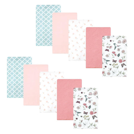 Hudson Baby Bavoirs en flanelle de coton pour bébés unisexes, motif colibri, lot de 10, taille unique
