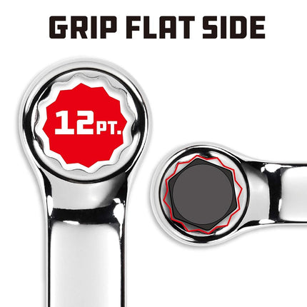Powerbuilt 24mm Metric Combination Wrench, 12 Point Double Ended Box and Open End, 15 Degree Offset Polished 644128