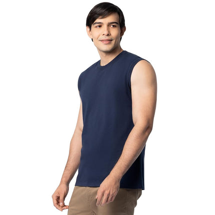 Camisetas sin mangas de algodón Eversoft para hombre de Fruit of the Loom, transpirables y que absorben la humedad con control de olores, tallas S-4x, camiseta interior, Muscle-2 unidades-Azul marino, XXXXL (paquete de 2)