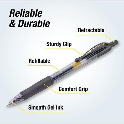 Pilot Pen G2 Premium Gel Rolling Ball Pen Bold 1.0mm Black, Acrylic, Multicoloured, 0.65 x 3.4 x 7.15 cm