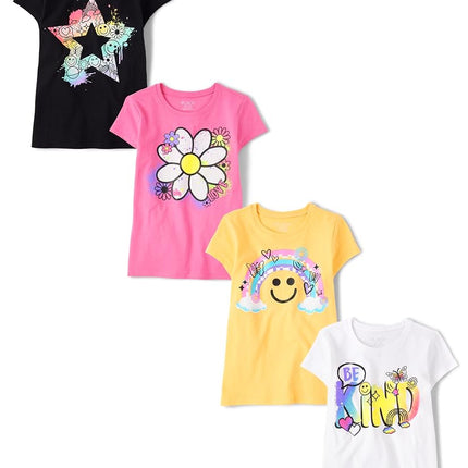 Camisetas gráficas de manga corta para niño de The Children's Place, modelo Gamer, multipacks, Star/Be Kind/Daisy, Grande