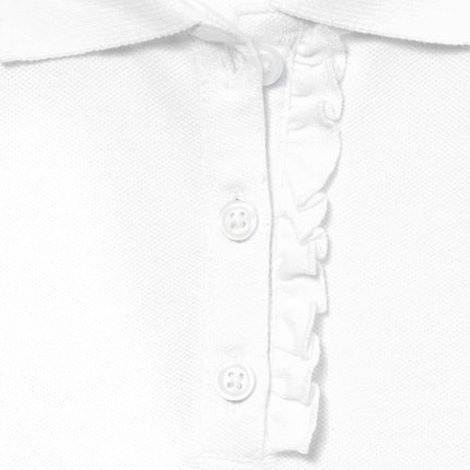 The Children's Place Girls Big Girls' Long Sleeve Ruffle School Uniform Polo Shirt, White, X-Large US