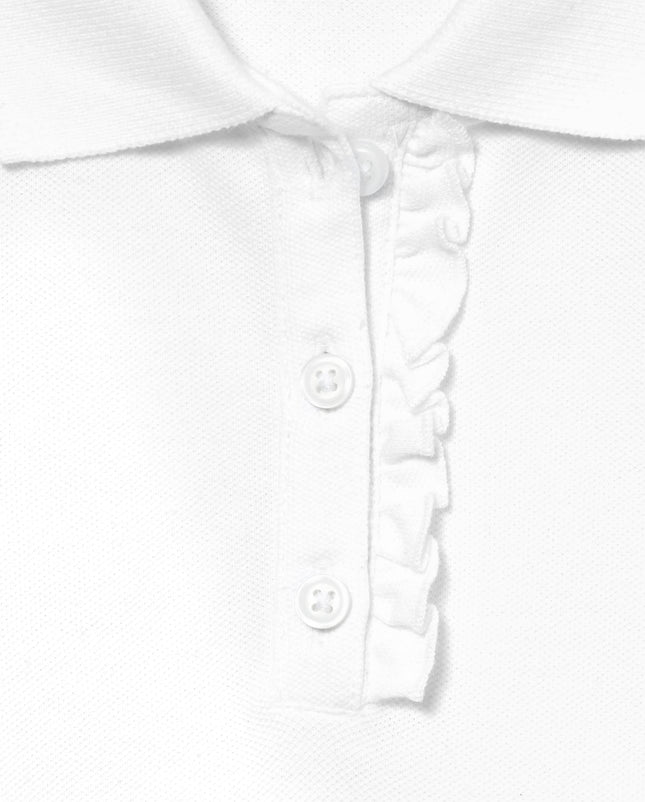 The Children's Place Girls Big Girls' Long Sleeve Ruffle School Uniform Polo Shirt, White, X-Large US