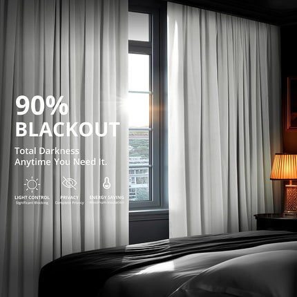 HPD Half Price Drapes Velvet Blackout Curtains/Drapes - 96 Inches Long 1 Panel Blackout Curtain Signature Pleated for Living Room & Bedroom - 25W X 96L, Primary White