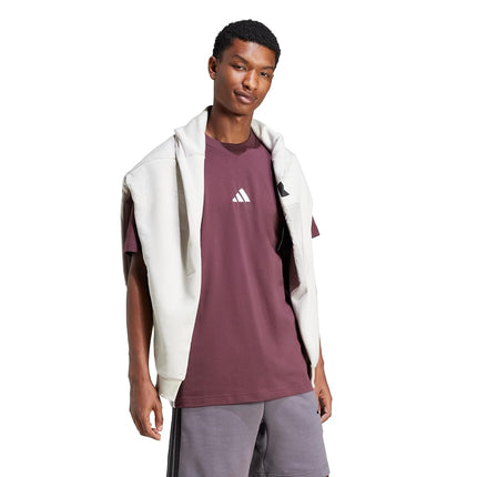 Adidas Mens Essentials Single Jersey 3-Stripes T-Shirt, Aurora Ruby/White, XX-S