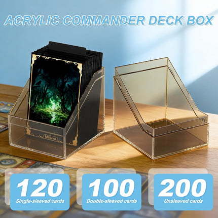 Mlikero Card Deck Boxes, Set of 6 Acrylic Commander Deck Boxes Holds 100+ Cards with Sleeve with 6 Dividers, Ideal Heavy Duty Card Storage Box