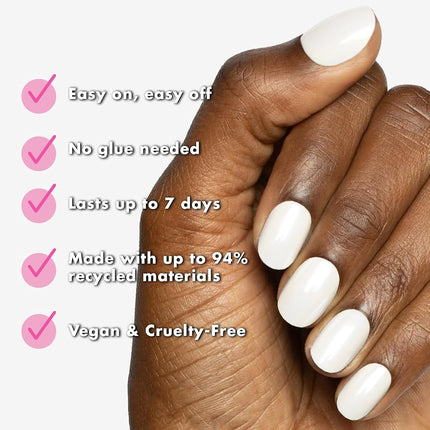 Olive & June Effects Super Stick Mani Press On Nails | Extra Short Round | No Glue Needed | 32 Tab Nails in 16 Sizes | Non-Toxic Tabs | Easy On-Off Non-Damaging Realest Look | 7-Day Wear |Cloud Chrome