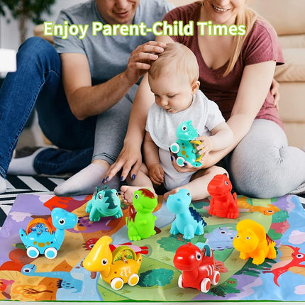 ALASOU Dinosaur Car Toys for 1 Year Old Boy Gifts with Playmat/Storage Bag