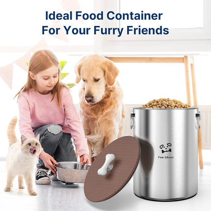 25 lb Stainless Steel Dog Food Storage Container with Airtight Lid for Pet